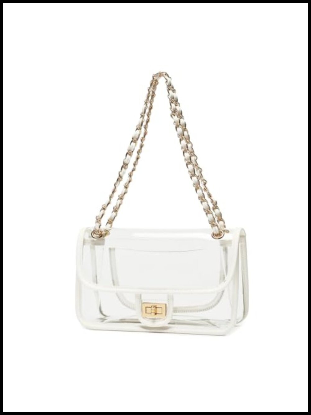 Women's PVC Clear Purse Handbag with Chain Stadium Approved See Through Bag